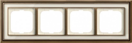 Рамка универсальная ABB Династия 4-м. античная латунь/стекло белое картинка